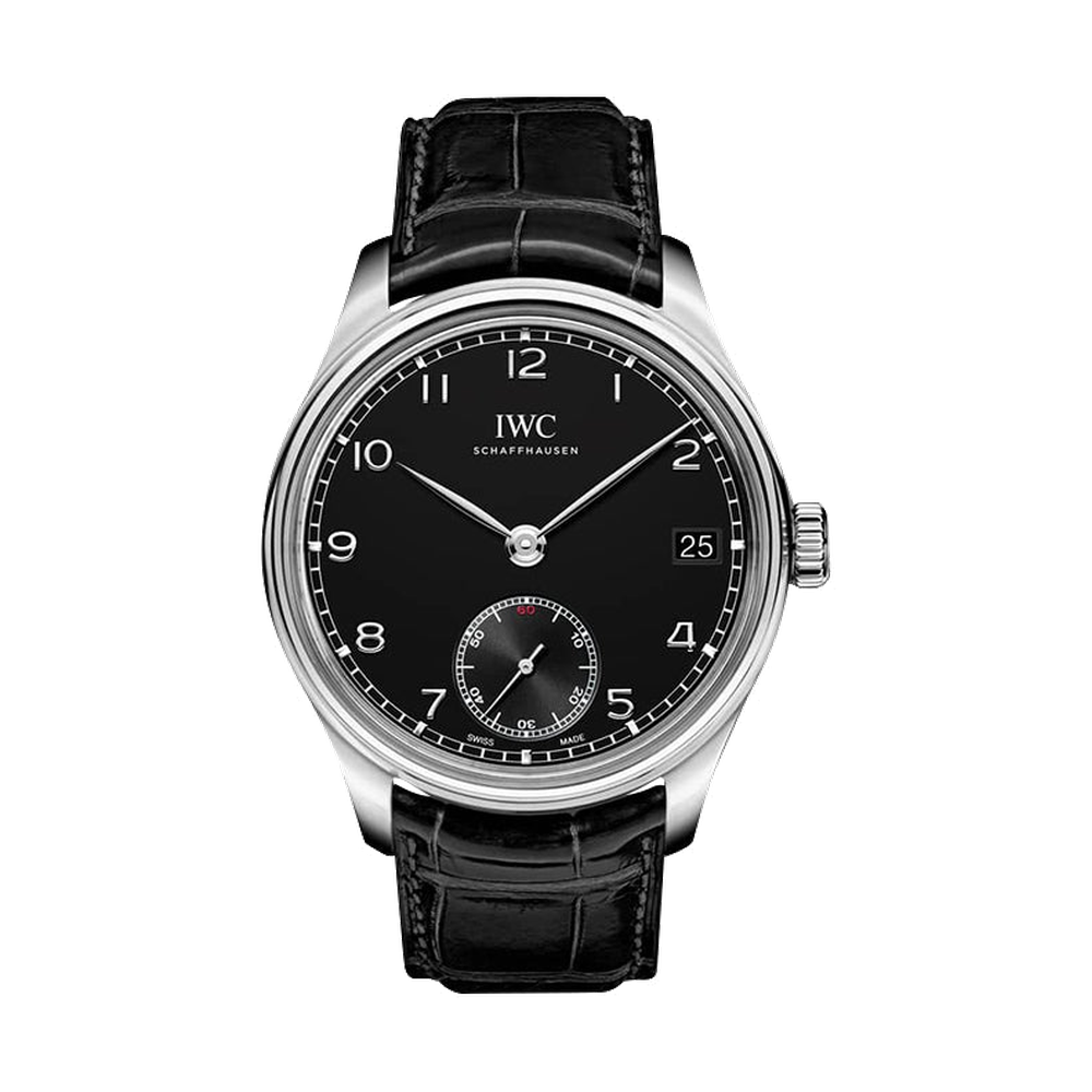 IWC Portuguese Hand-Wound Eight Days Stainless Steel / Black