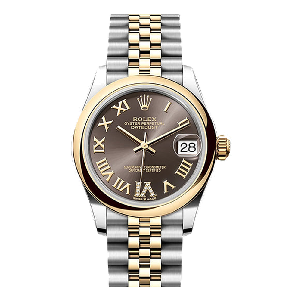 Rolex Datejust 31 Stainless Steel / Yellow Gold / Domed / Grey - Roman / Jubilee
