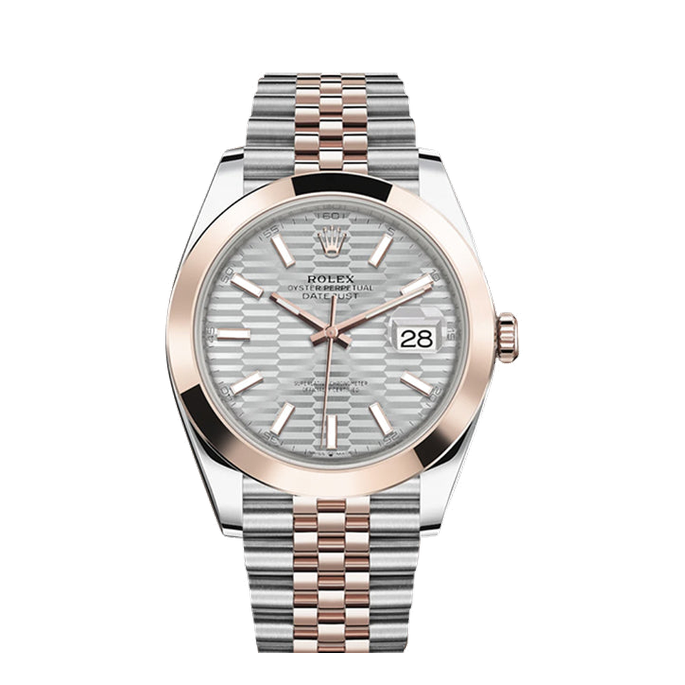 Rolex Datejust 41 Rolesor Everose - Smooth / Jubilee / Silver - Fluted