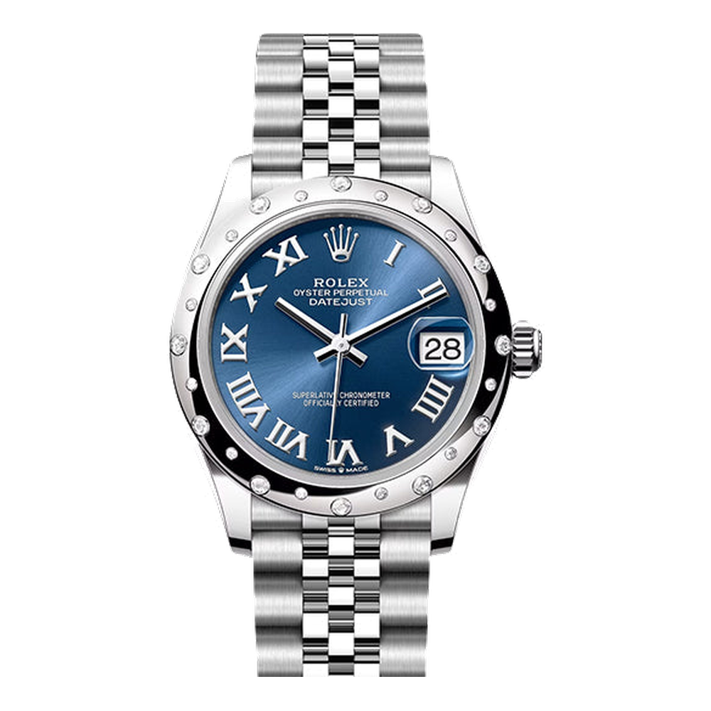 Rolex Datejust 31 Stainless Steel / Domed - Diamond / Blue - Roman / Jubilee