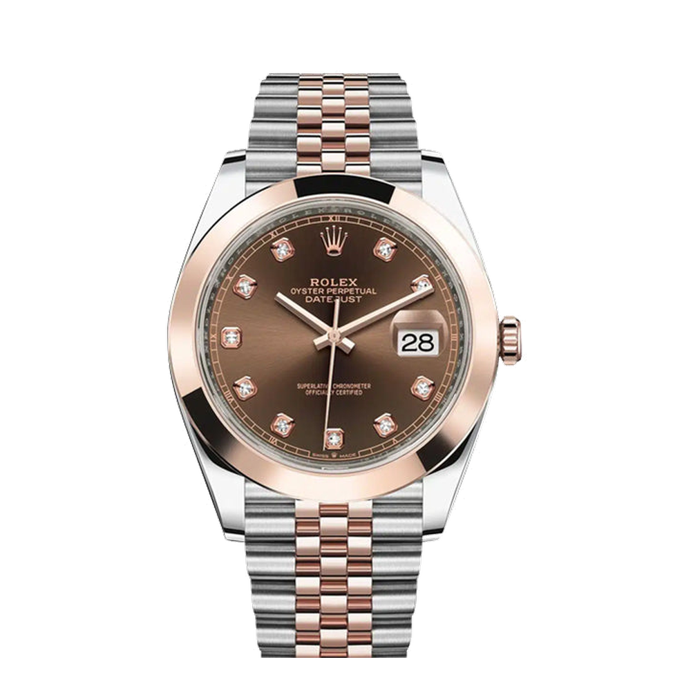 Rolex Datejust 41 Rolesor Everose Smooth / Jubilee / Chocolate - Diamond