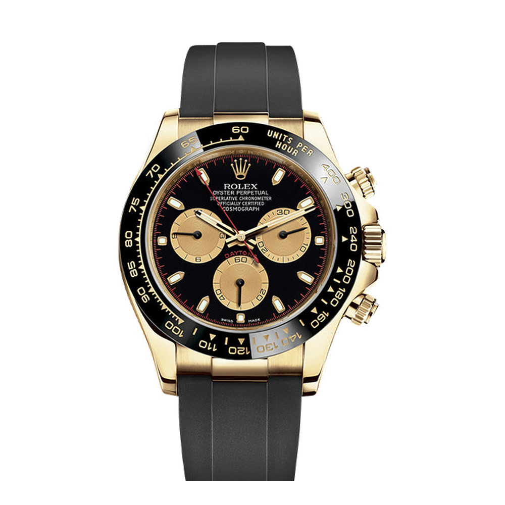Rolex Cosmograph Daytona Yellow Gold / Cerachrom / Black / Oysterflex Black Dial Straps
