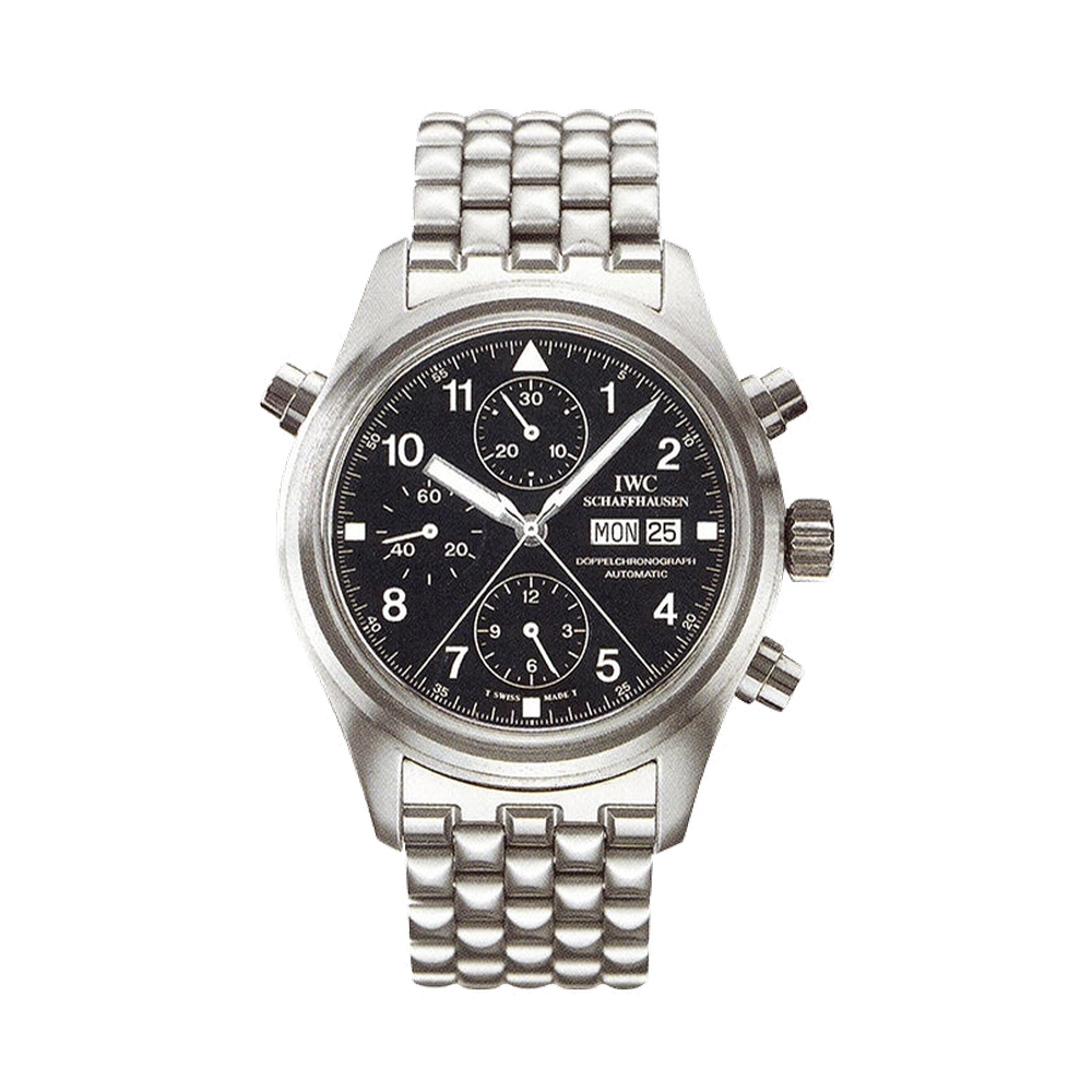 IWC Pilot's Watch Doppelchronograph Stainless Steel / Black / English / Bracelet