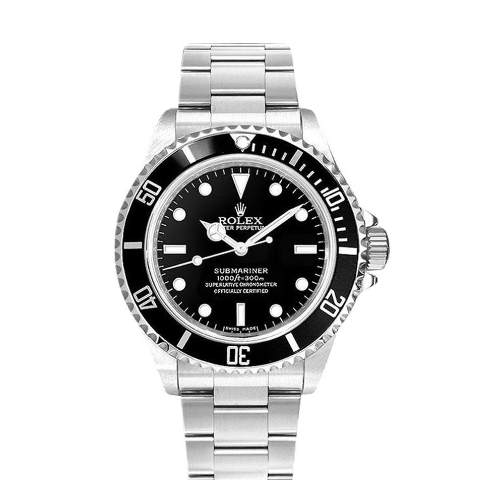 Rolex No-Date / Stainless Steel / Black Four Liner Black Dial Straps