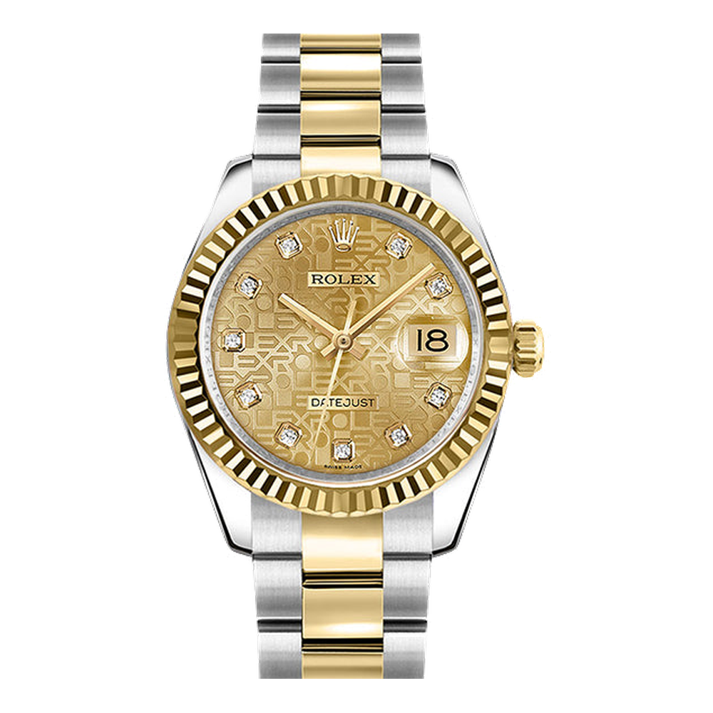 Rolex Datejust 31 Rolesor Yellow Fluted / Jubilee / Champagne Computer