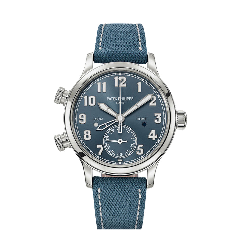 Patek Philippe Calatrava Pilot Travel Time 7234 Stainless Steel / Blue