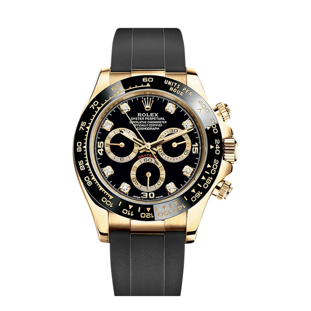 Rolex Cosmograph Daytona Yellow Gold / Cerachrom / Black - Diamond / Oysterflex Black Dial Straps