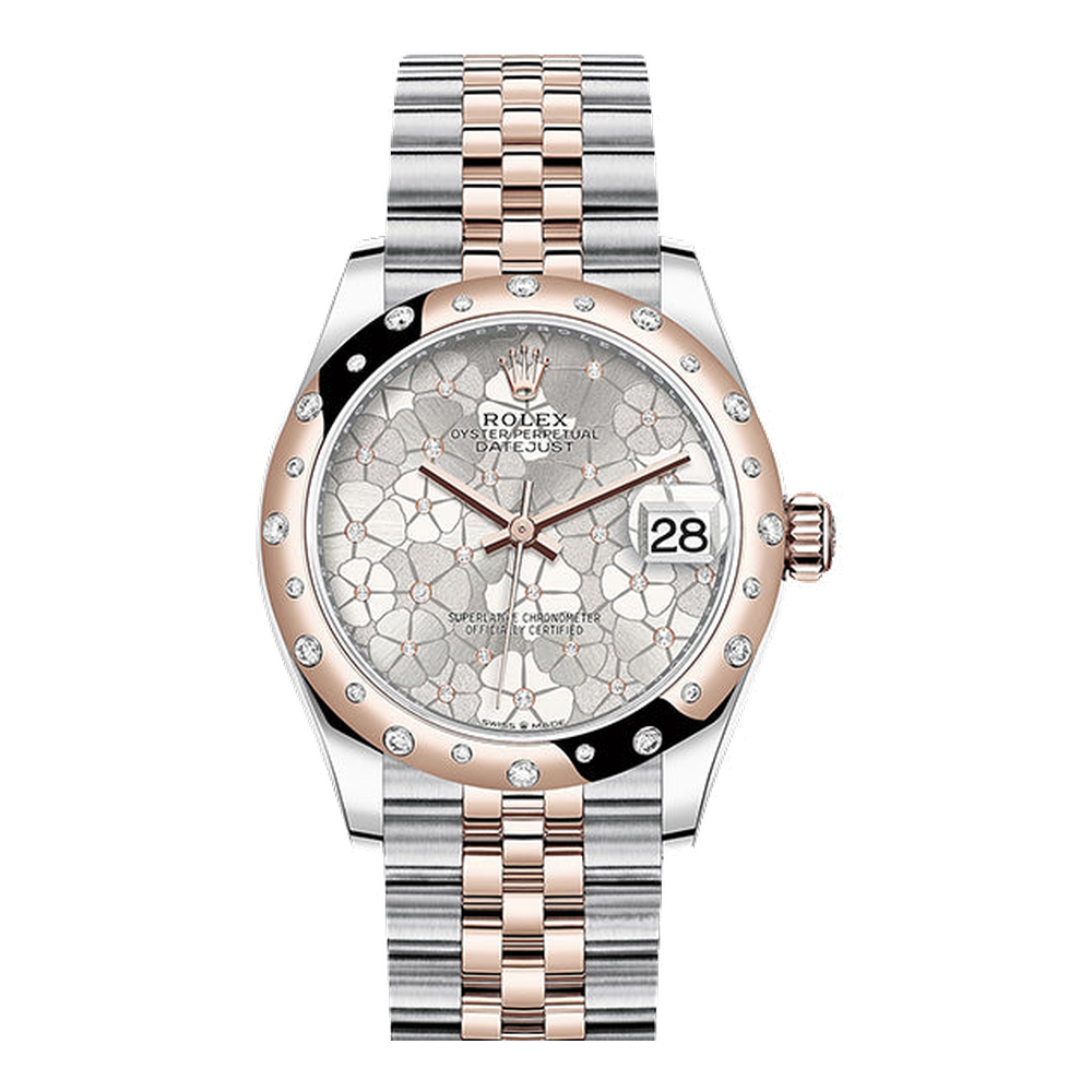 Rolex Datejust 31 Stainless Steel/ Rose Gold / Domed - Diamond / Silver - Floral / Jubilee