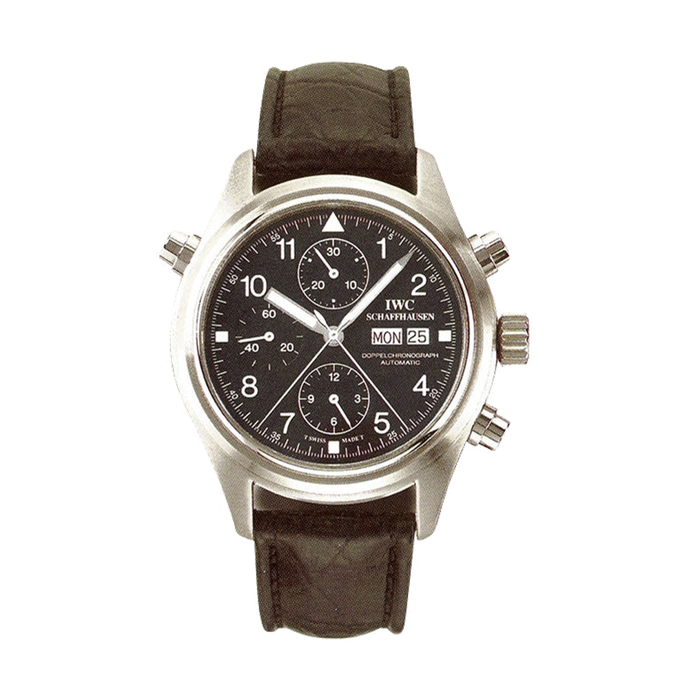 IWC Pilot's Watch Doppelchronograph Stainless Steel / Black / French / Strap