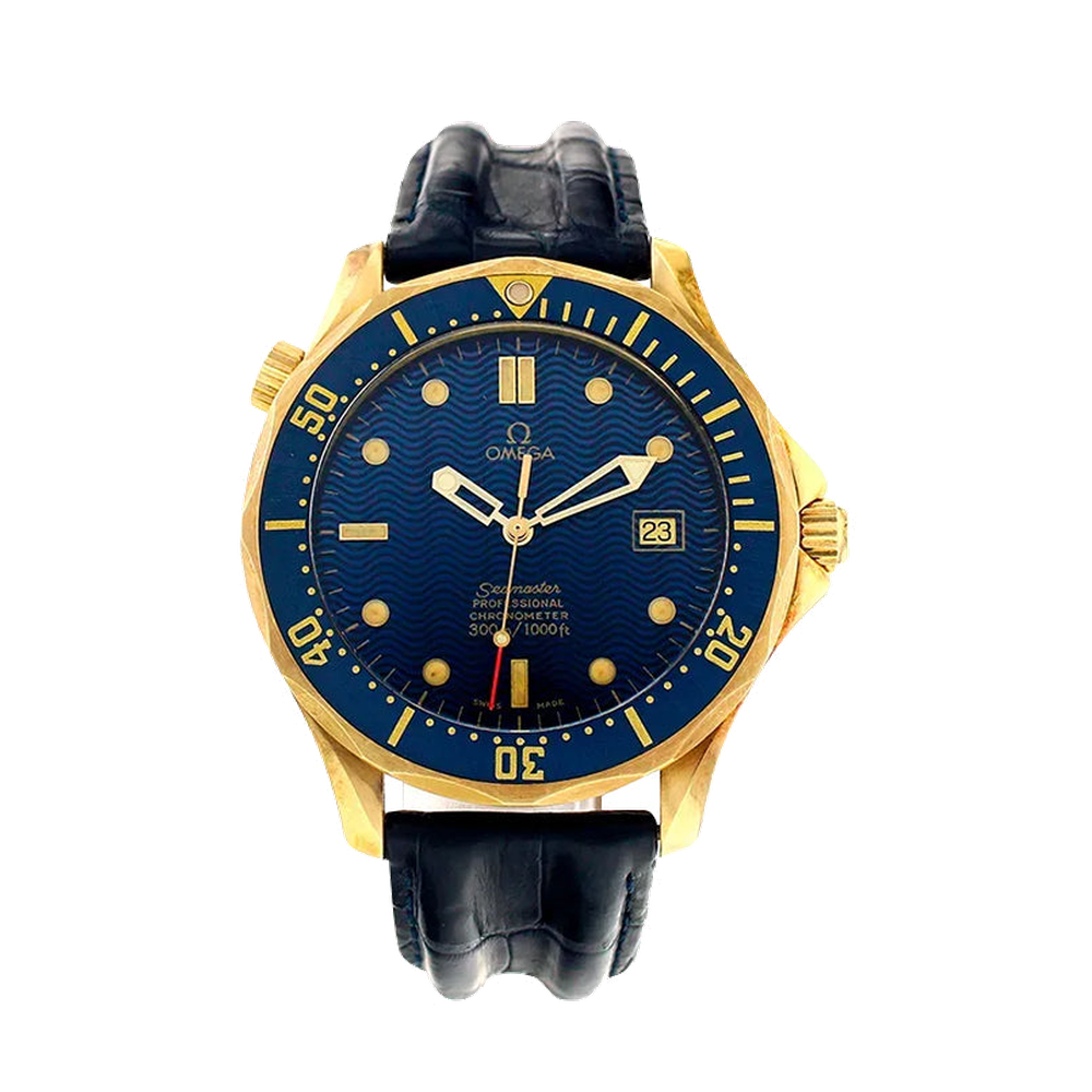 Omega Diver 300M Automatic 41 Yellow Gold / Blue / Bracelet / Bond Blue/Navy Dial Straps
