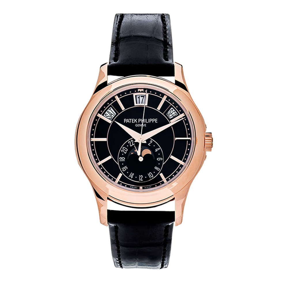 Patek Philippe Annual Calendar 5205 Rose Gold / Black Black Dial Straps