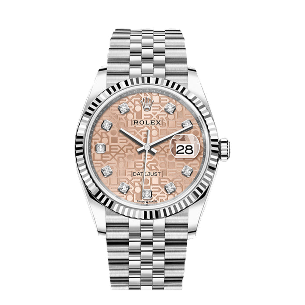Rolex Datejust 36 Stainless Steel / Fluted / Pink Jubilee / Jubilee
