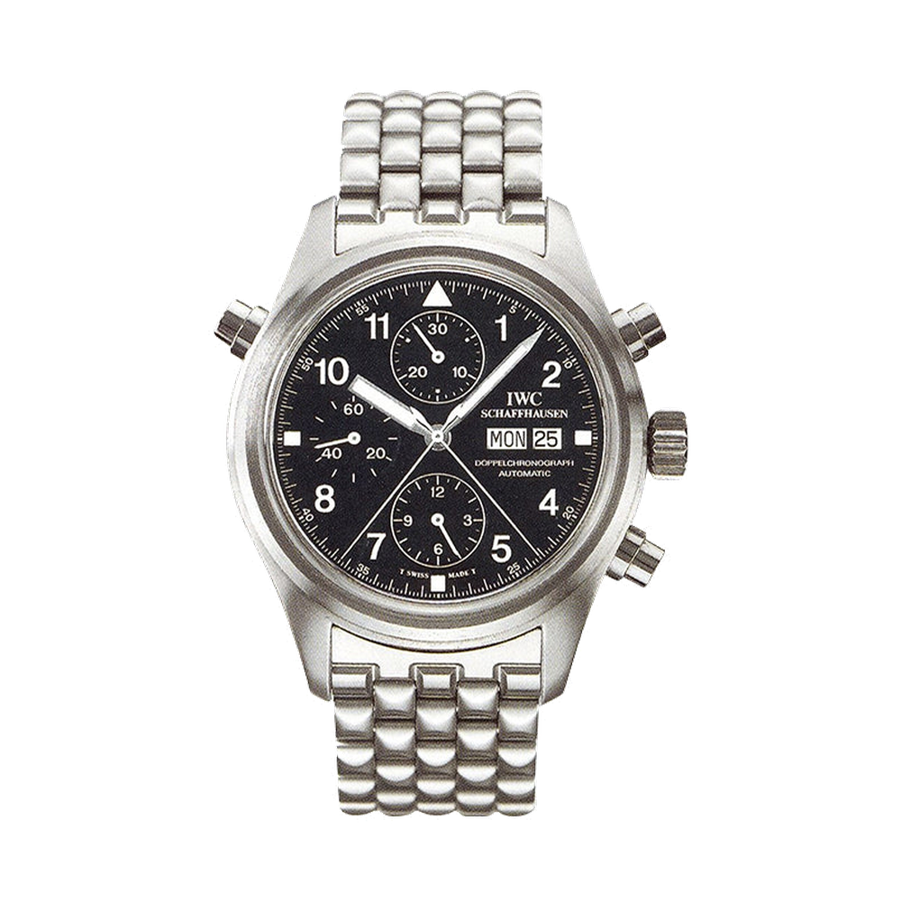 IWC Pilot's Watch Doppelchronograph Stainless Steel / Black / German / Bracelet