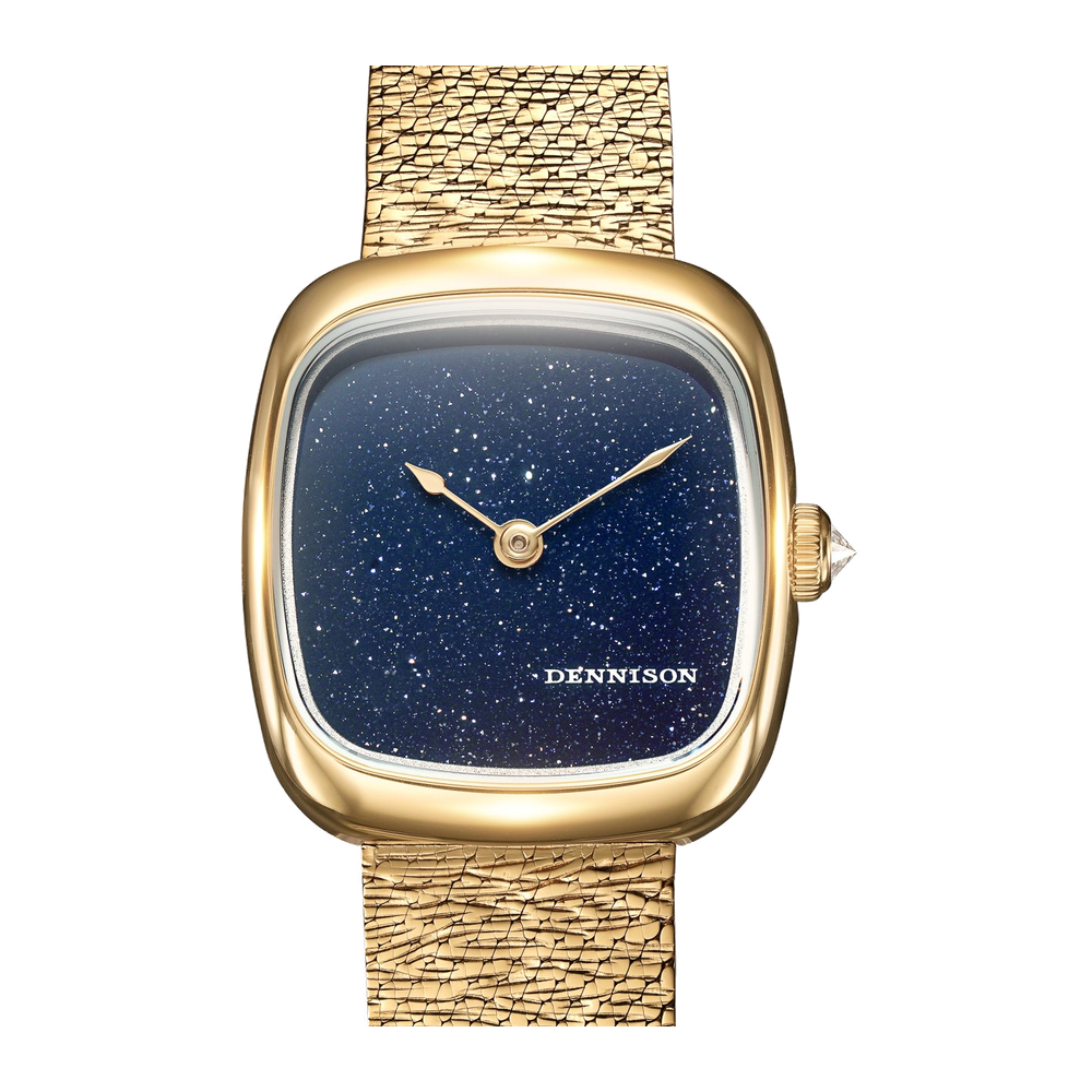 Dennison Mini Aventurine In Gold Blue/Navy Dial Straps