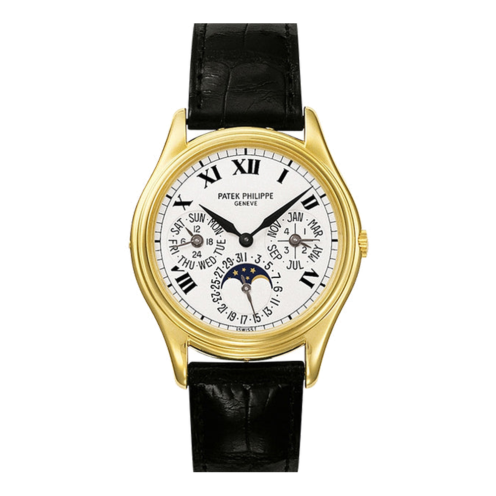 Patek Philippe Perpetual Calendar 3940 Yellow Gold / Painted Roman White Dial Straps