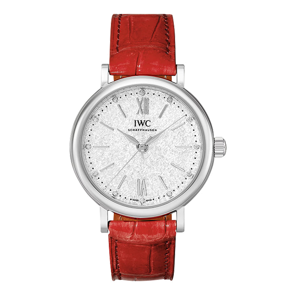 IWC Portofino 34 Stainless Steel / Silver Embossed / Santoni