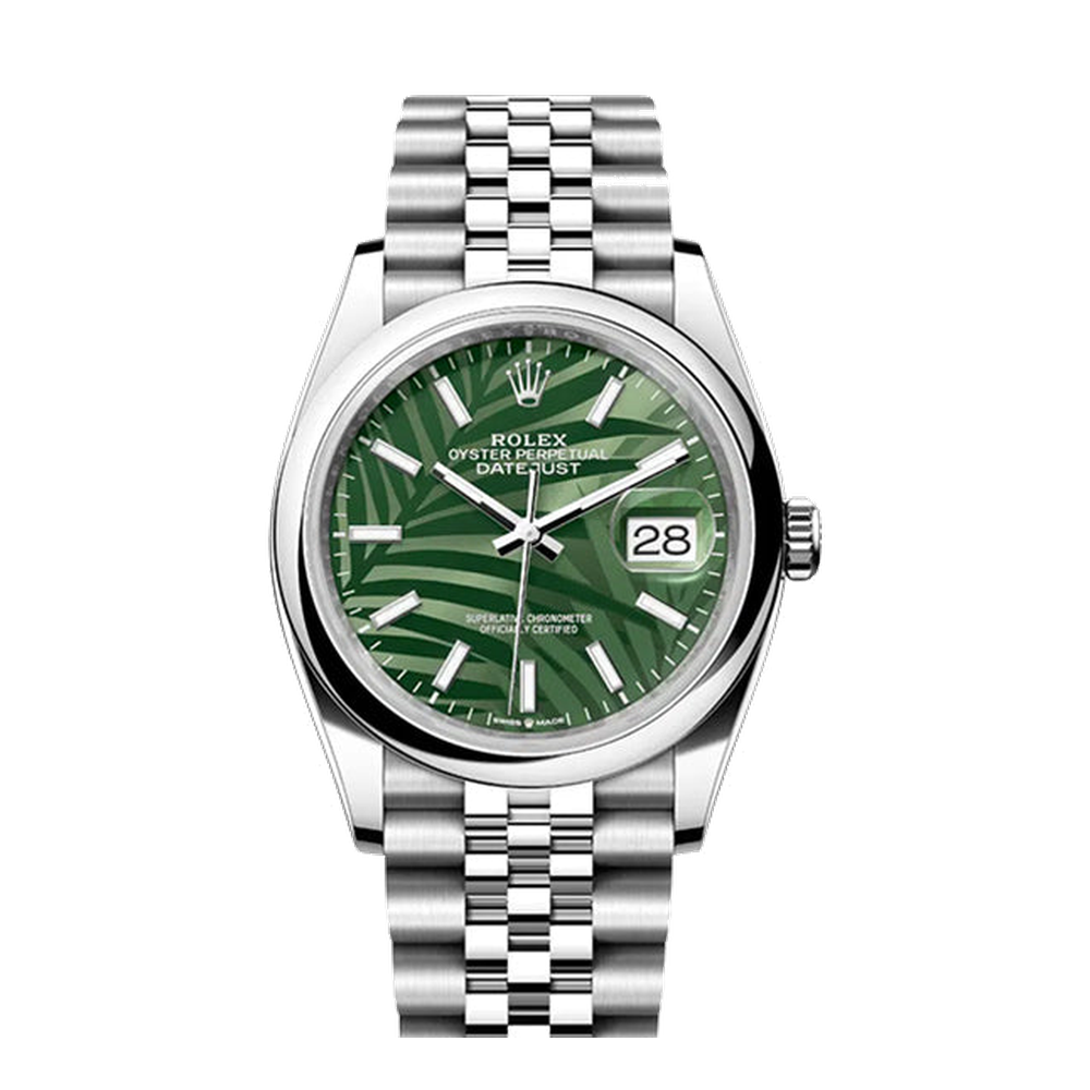 Rolex Datejust 36 Stainless Steel / Domed / Green Palm / Jubilee