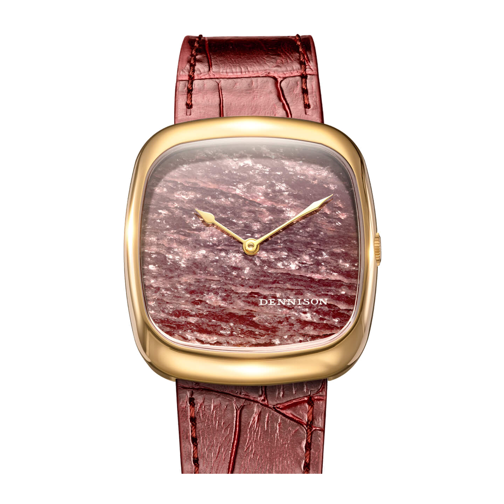 Dennison Natural Rubellite Stone In Gold Pink/Salmon Dial Straps
