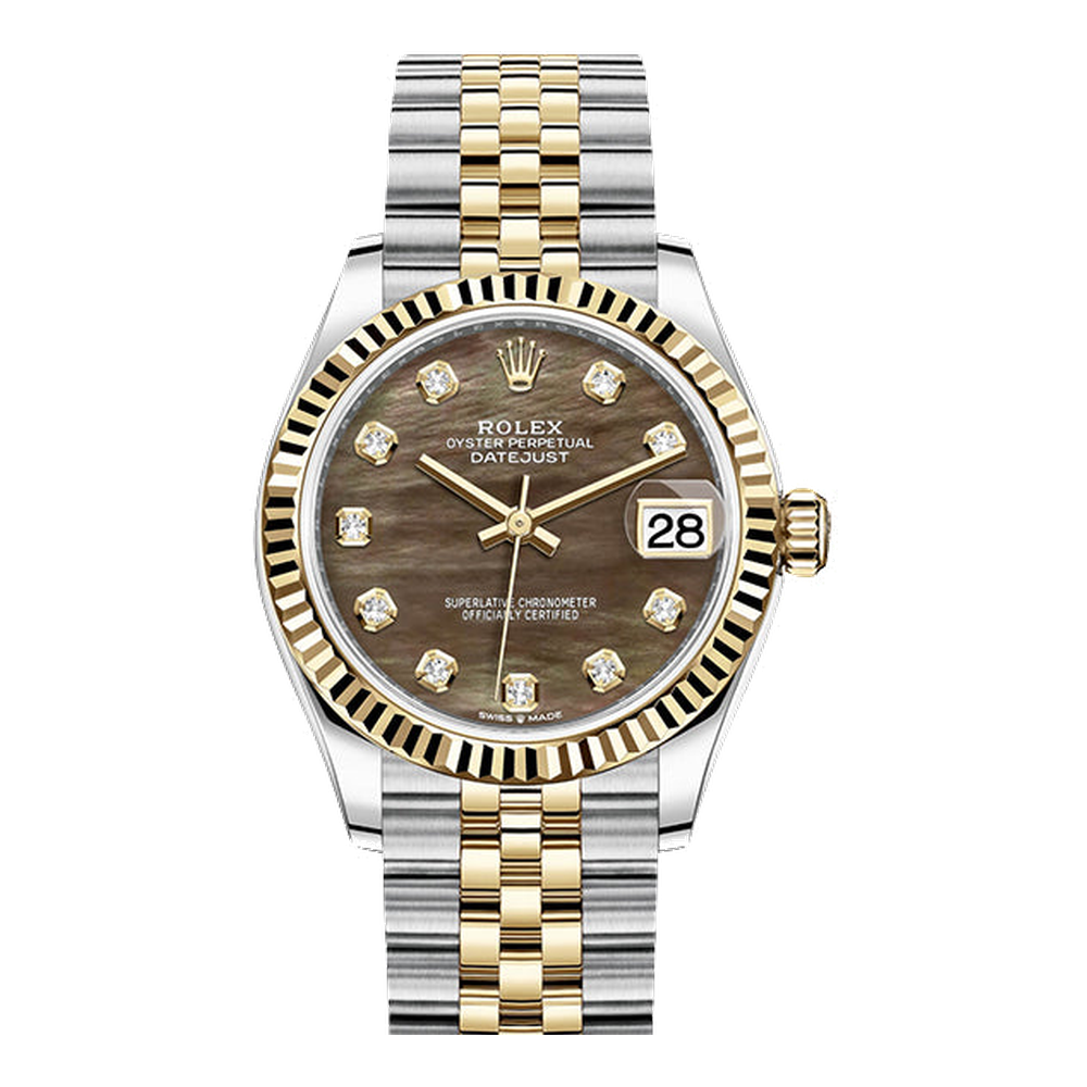 Rolex Datejust 31 Stainless Steel / Yellow Gold / Fluted / Olive - Diamond / Jubilee