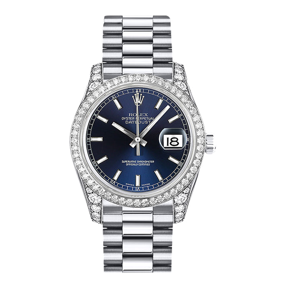 Rolex Datejust 31 White Gold Diamond / President / Blue