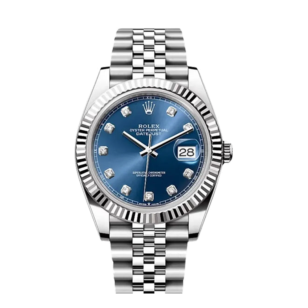 Rolex Datejust 41 Stainless Steel Fluted / Jubilee / Blue - Diamond Blue / Navy Dial Straps