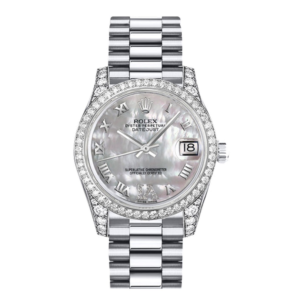 Rolex Datejust 31 White Gold Diamond / President / MOP Roman