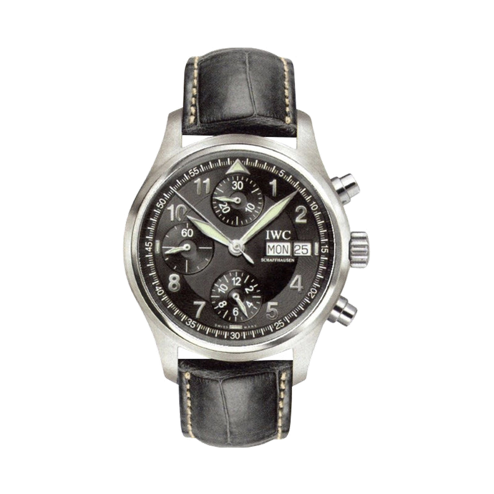 IWC Pilot's Watch Spitfire Chronograph Stainless Steel / Black / Italian / Strap