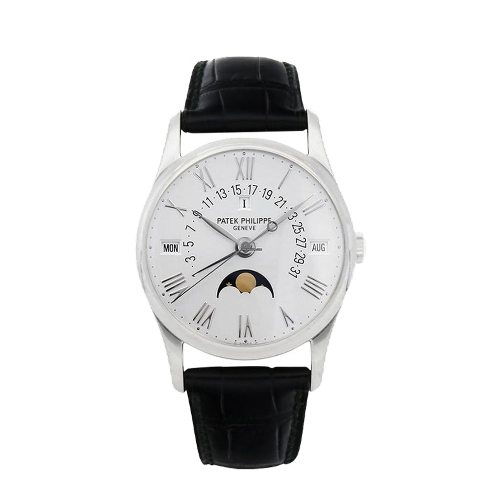 Patek Philippe Perpetual Calendar 5050 White Gold / Silver Roman White Dial Straps