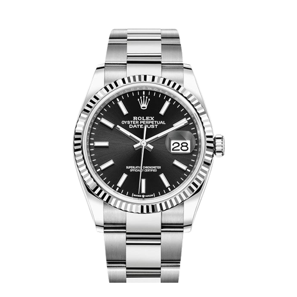 Rolex Datejust 36 Stainless Steel / Fluted / Black / Oyster