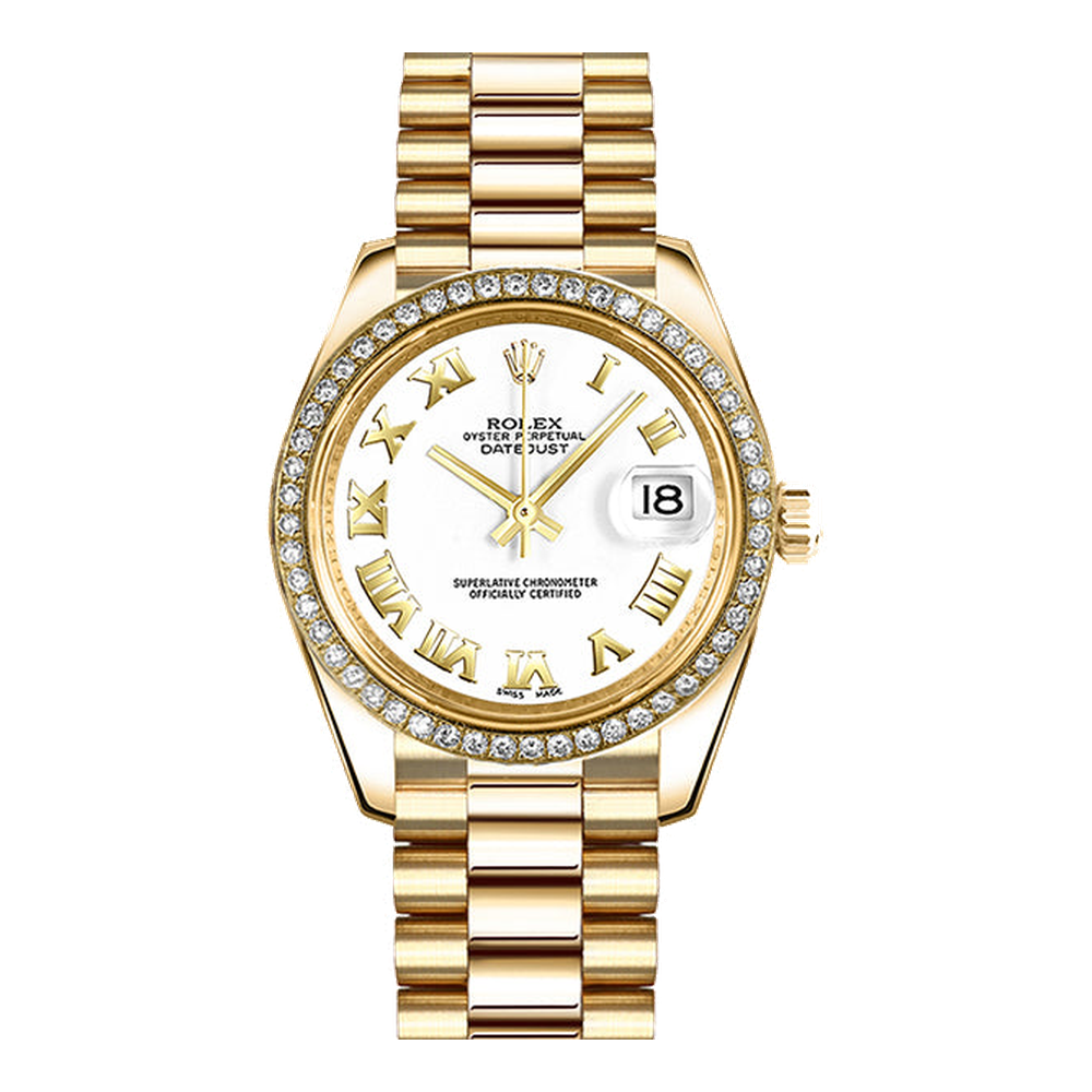 Rolex Datejust 31 Yellow Gold Diamond / President / White Roman