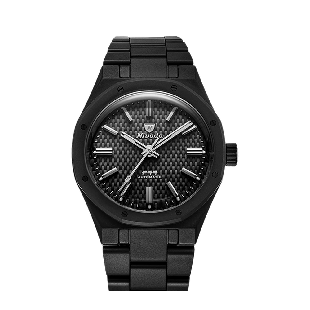 Nivada Grenchen F77 Black Ceramic Tressed Dial Mk1 - 37Mm