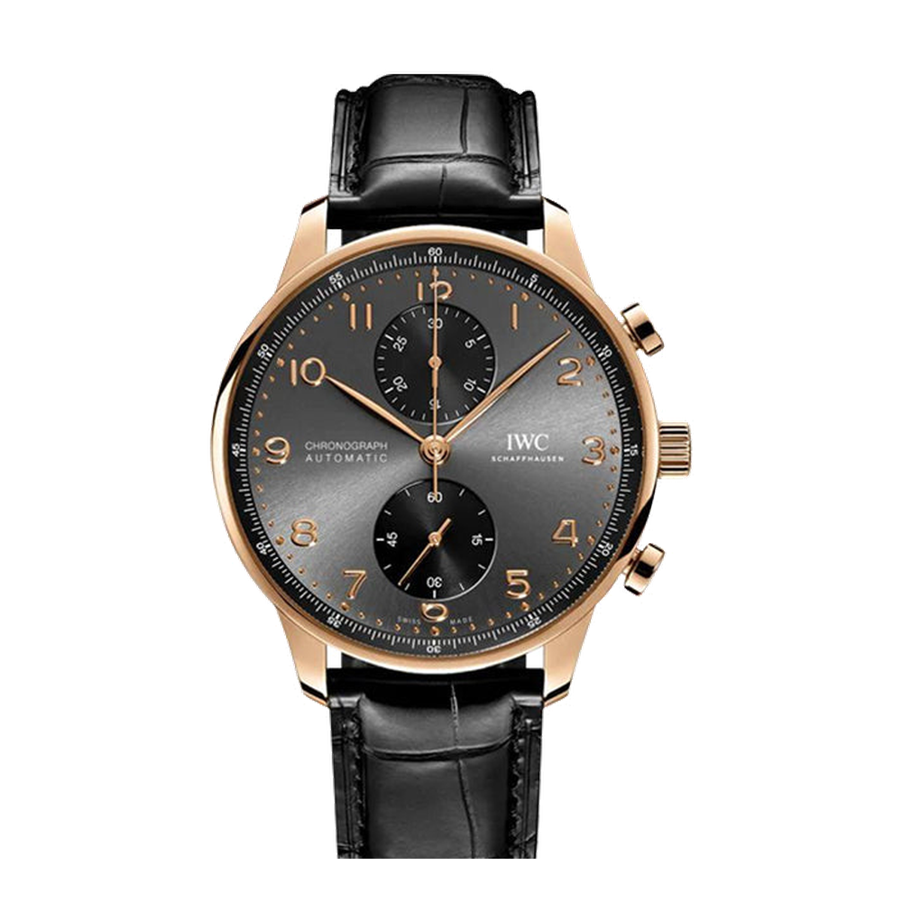 IWC Portugieser Chronograph Red Gold / Grey Grey Dial Straps