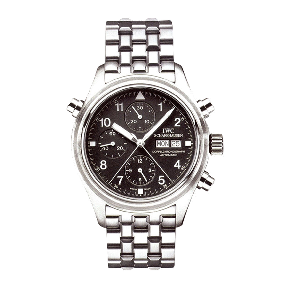 IWC Pilot's Watch Doppelchronograph Stainless Steel / Black / Spanish / Bracelet