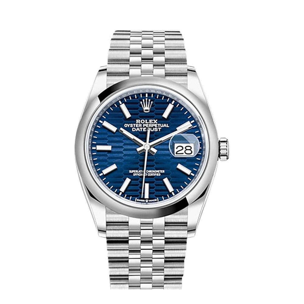 Rolex Datejust 36 Stainless Steel / Domed / Blue - Fluted / Jubilee