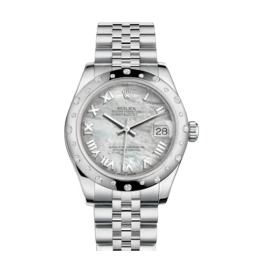 Rolex Datejust 31 Stainless Steel Domed Diamond / Jubilee / MOP - Roman White Dial Straps