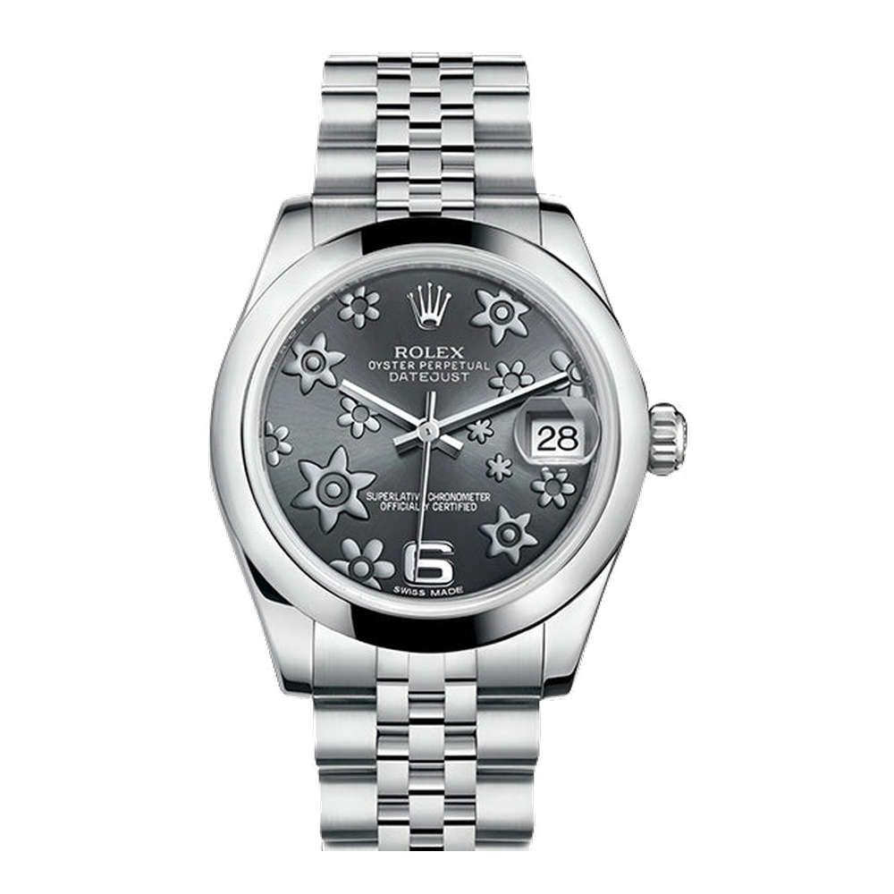Rolex Datejust 31 Stainless Steel Domed / Jubilee / Dark Rhodium Floral