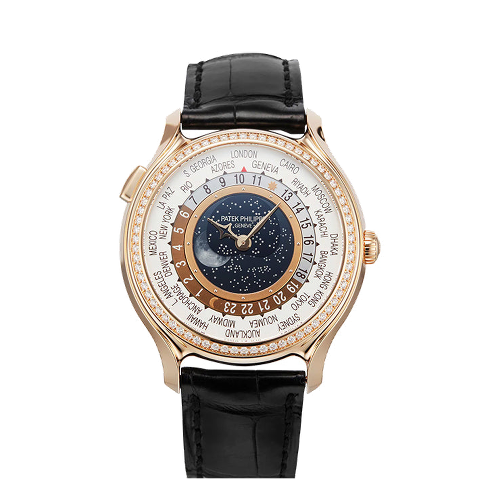 Patek Philippe World Time Moon 7175 Rose Gold / 175th Anniversary White Dial Straps