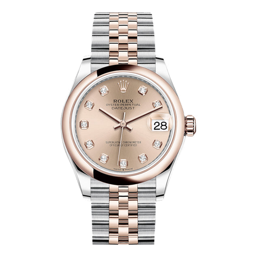Rolex Datejust 31 Stainless Steel/ Rose Gold / Domed / Rose - Diamond / Jubilee
