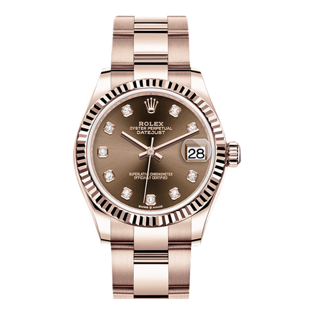 Rolex Datejust 31 Rose Gold / Fluted / Chocolate - Diamond / Oyster