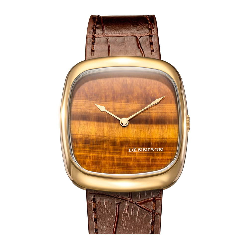 Dennison Natural Stone Tiger Eye In Gold Brown Dial Straps