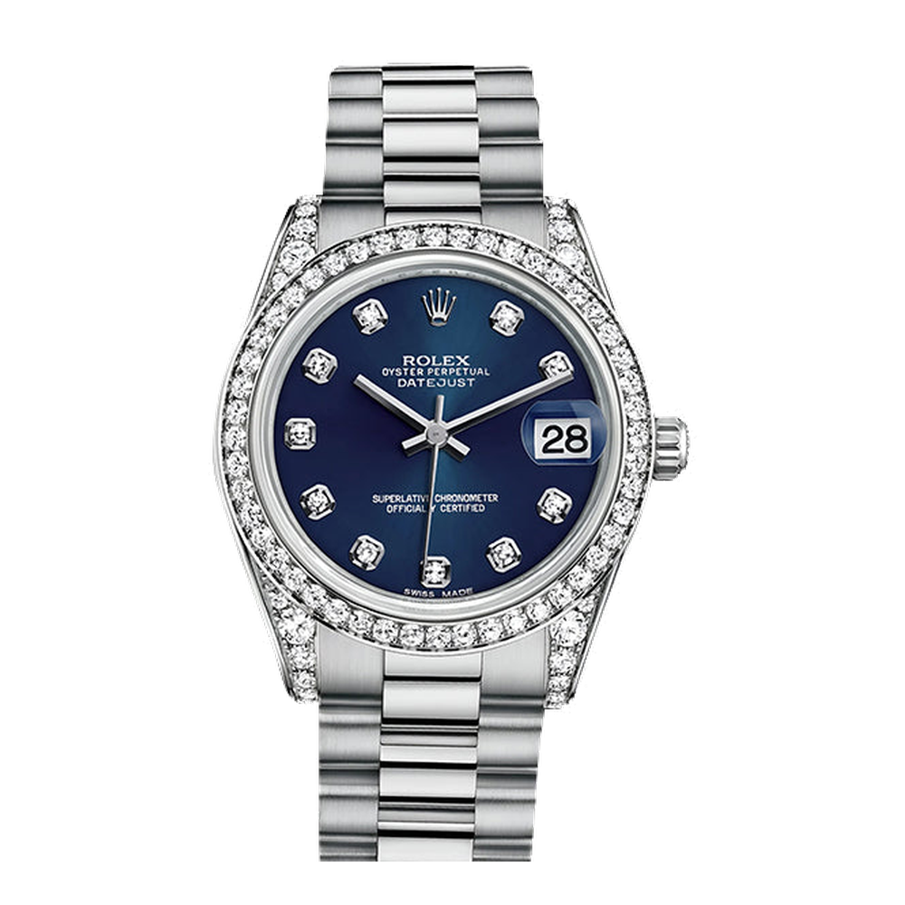 Rolex Datejust 31 White Gold Diamond / President / Blue Diamond