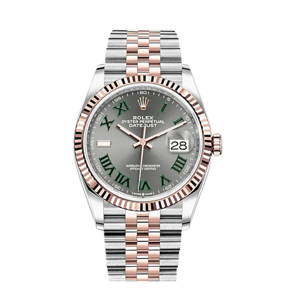 Rolex Datejust 36 Stainless Steel / Everose / Fluted / Slate - Roman / Jubilee