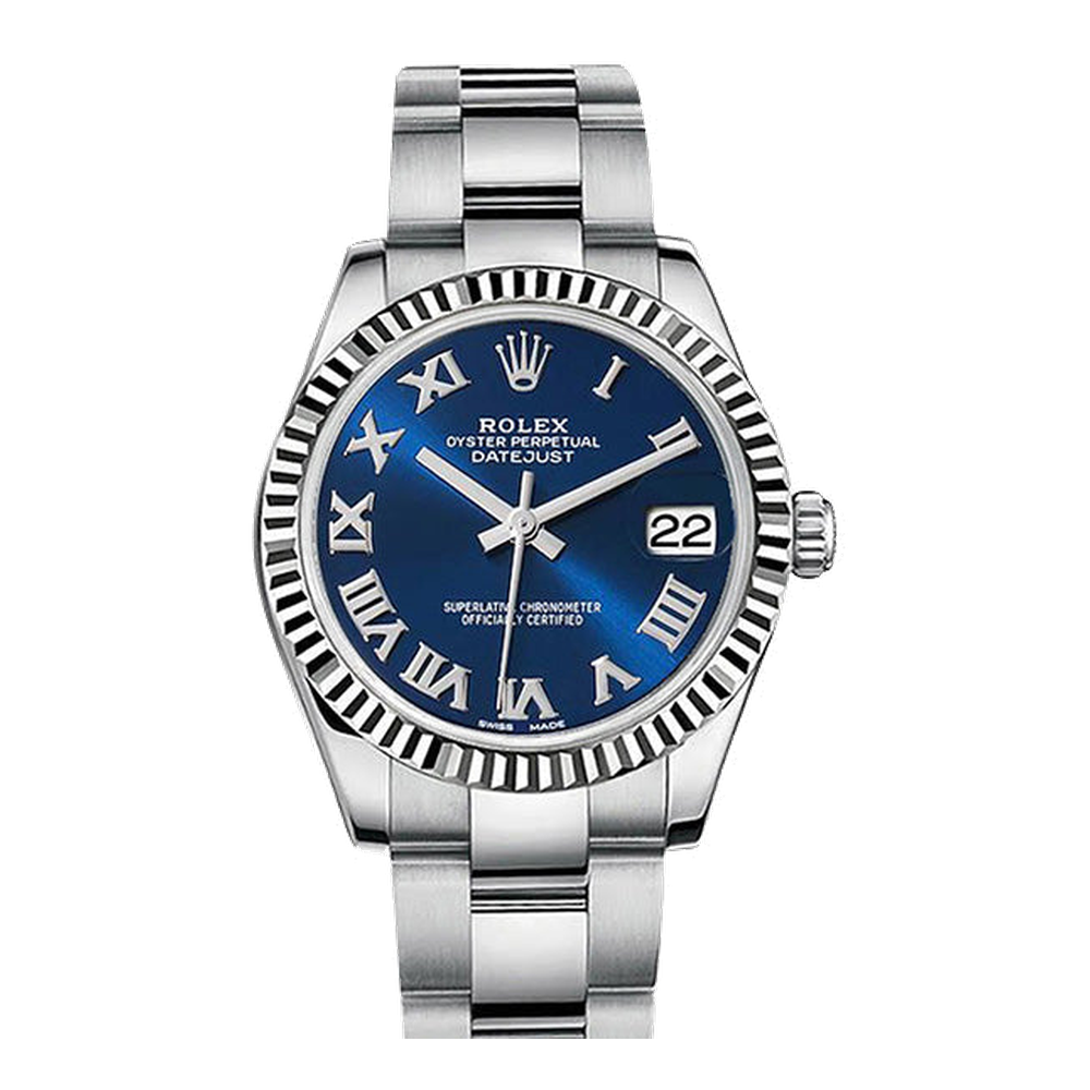 Rolex Datejust 31 Stainless Steel Fluted / Jubilee / Blue - Roman