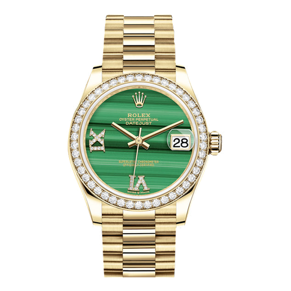 Rolex Datejust 31 Yellow Gold / Diamond / Malachite / President