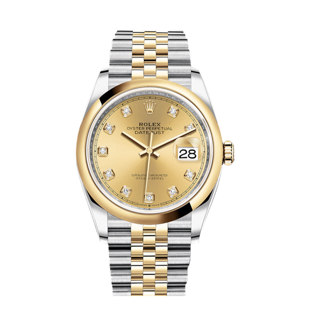 Rolex Datejust 36 Stainless Steel / Yellow Gold / Smooth / Champagne Diamond / Jubilee