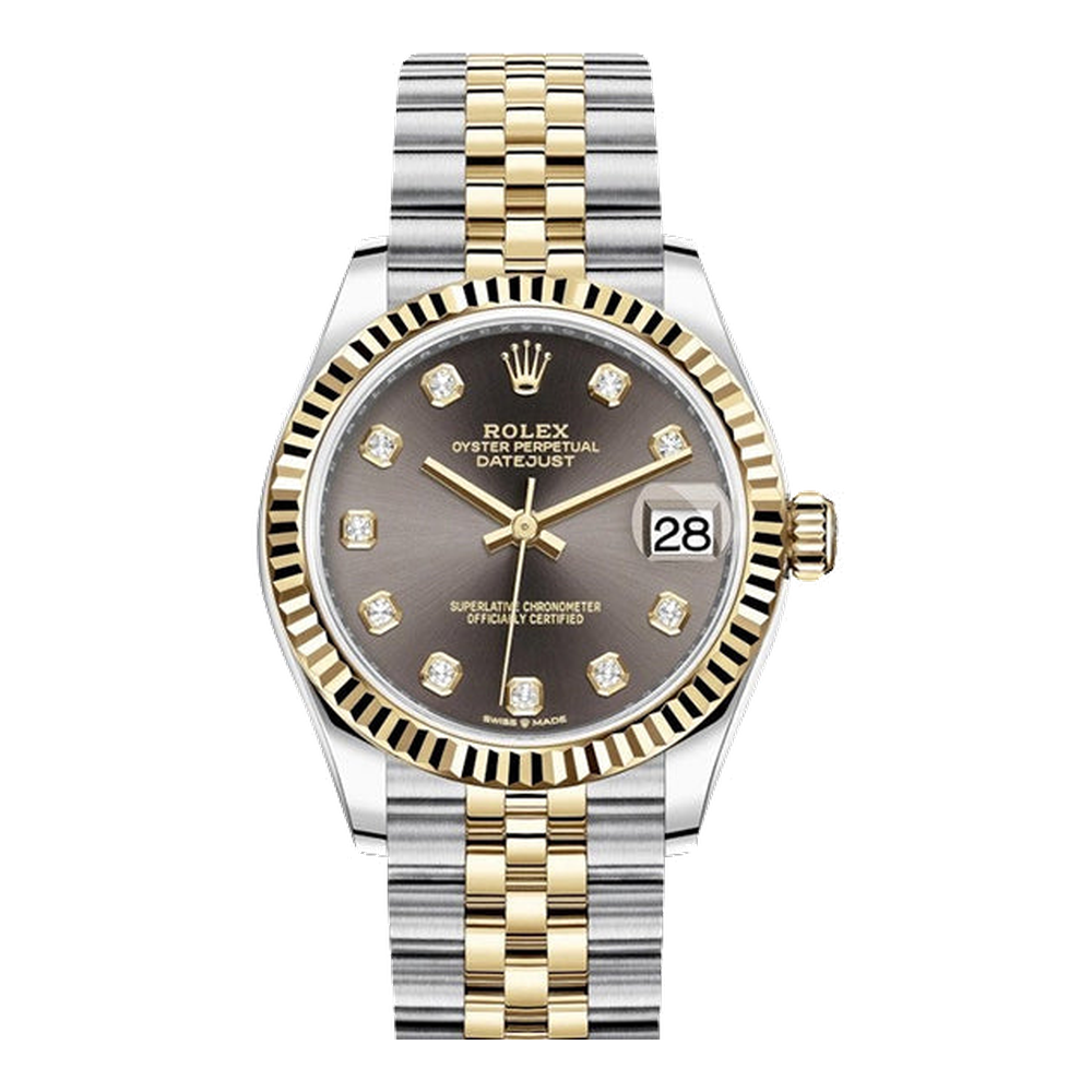 Rolex Datejust 31 Stainless Steel / Yellow Gold / Fluted / Grey - Diamond / Jubilee