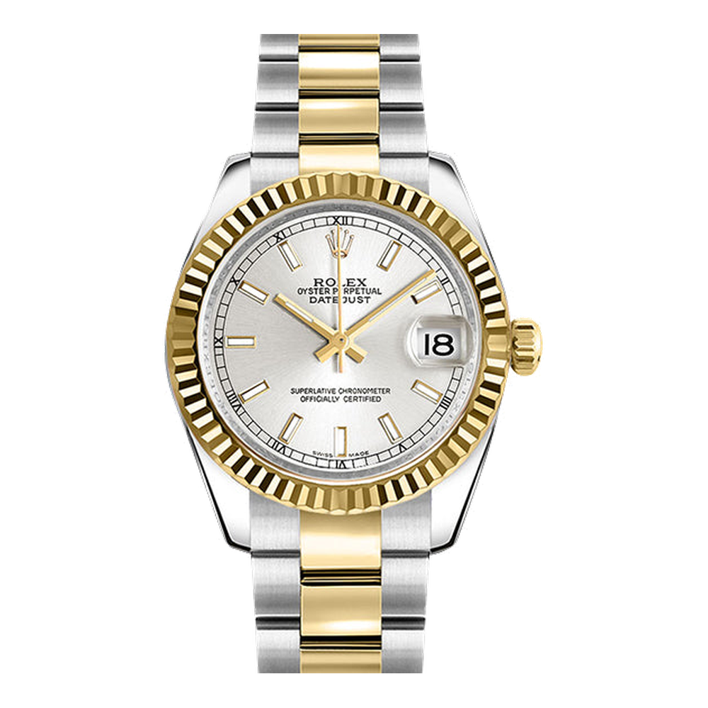 Rolex Datejust 31 Rolesor Yellow Fluted / Oyster / Silver