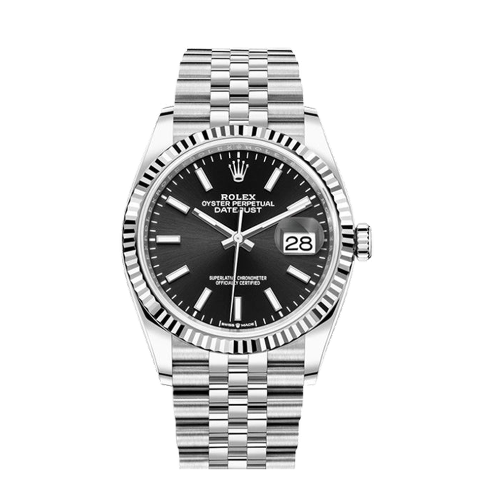 Rolex Datejust 36 Stainless Steel / Fluted / Black / Jubilee
