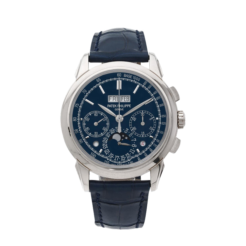 Patek Philippe Perpetual Calendar Chronograph 5270 White Gold / Blue Double Chin Blue / Navy Dial Straps