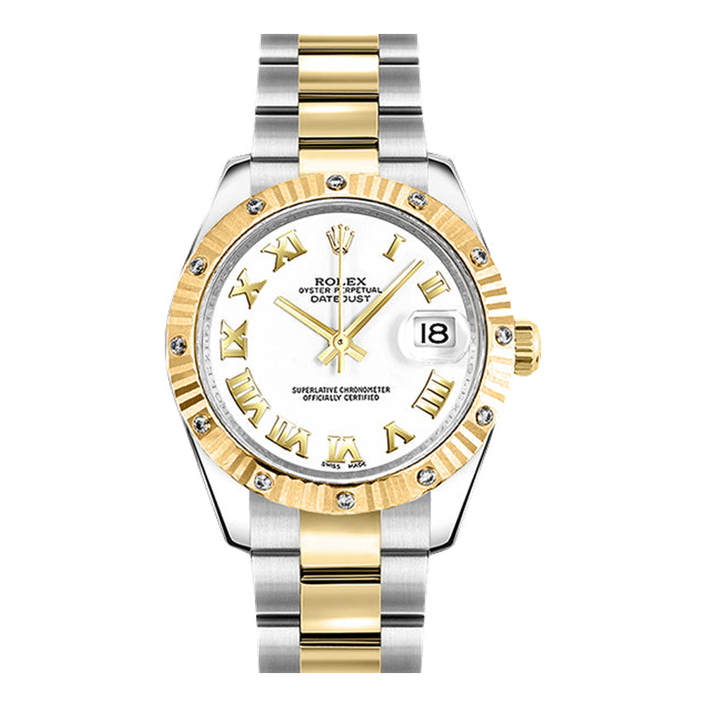 Rolex Datejust 31 Rolesor Yellow Fluted Diamond / Jubilee / MOP Roman